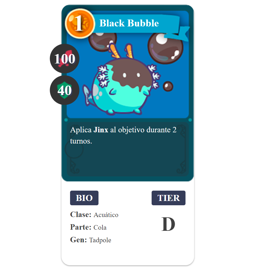Cartão Axie Infinity Aquatic Black Bubble