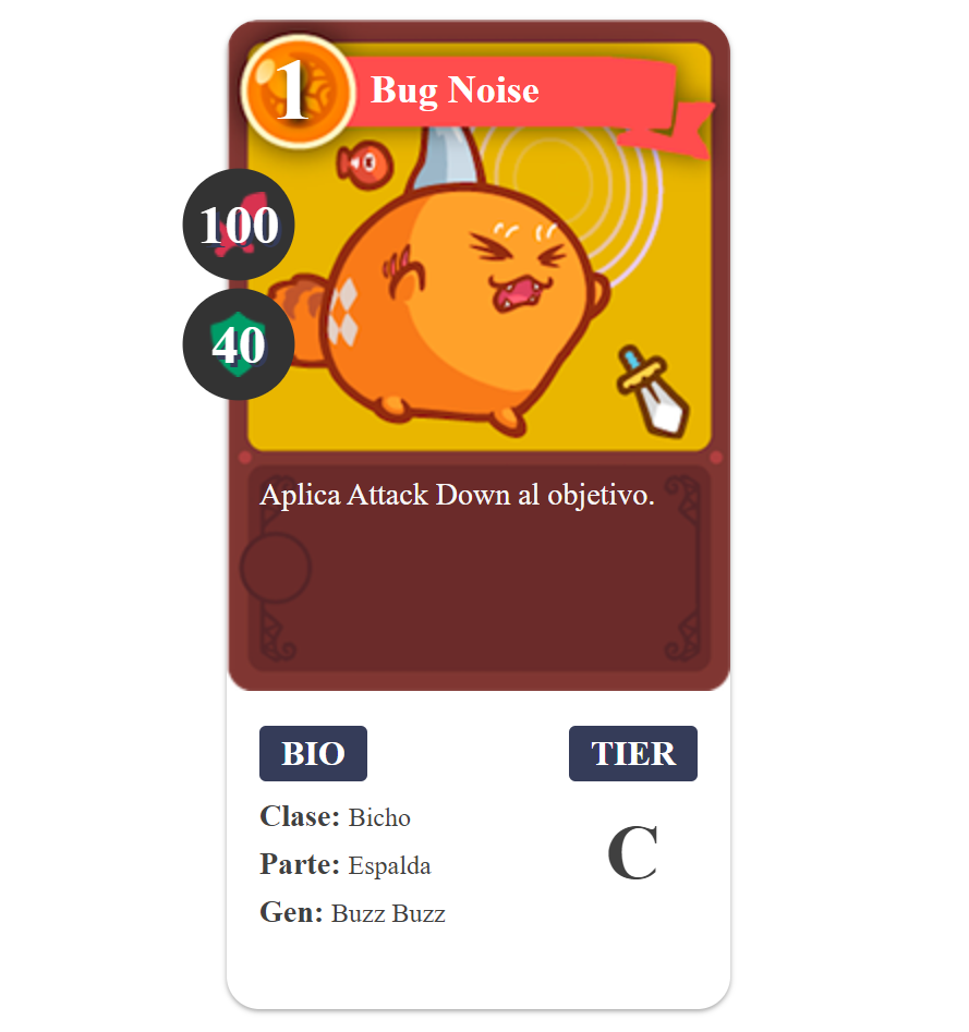 Cartão Axie Infinity Bug Noise Bug