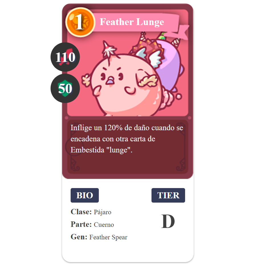 Axie Infinity Bird Feather Lunge Feather Lunge Card