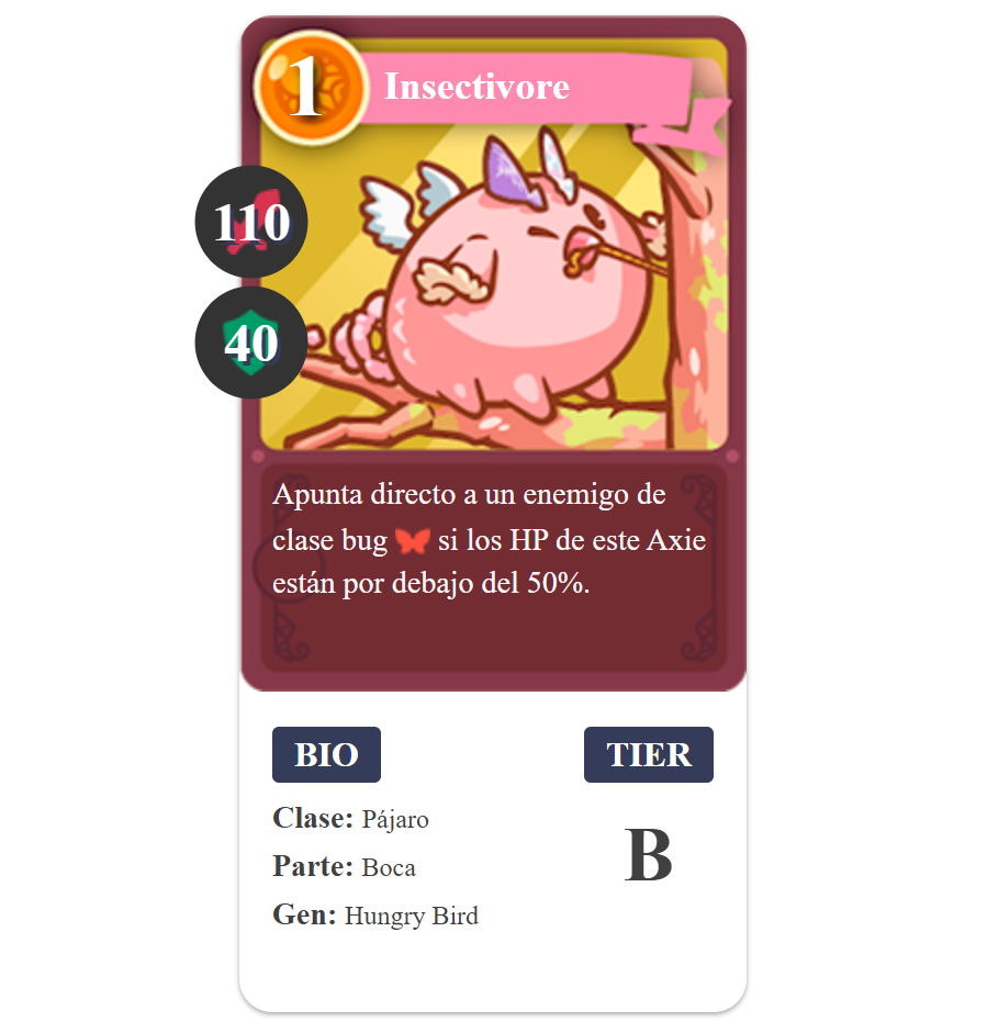 Axie Infinity Bird Insectivore Card