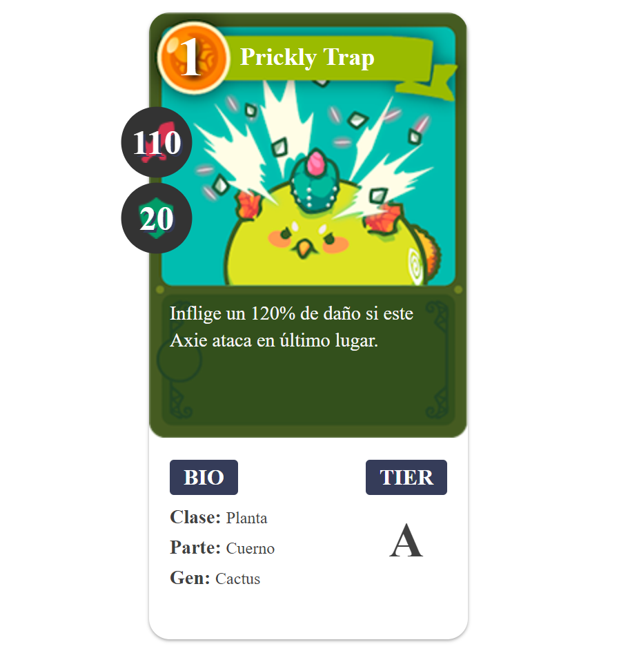 Prickly Trap Card Axie Infinity Plant