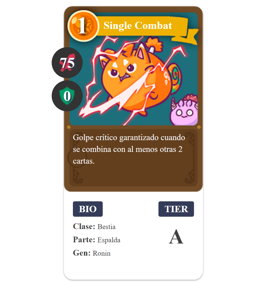 Axie Infinity Single Combat Beast card