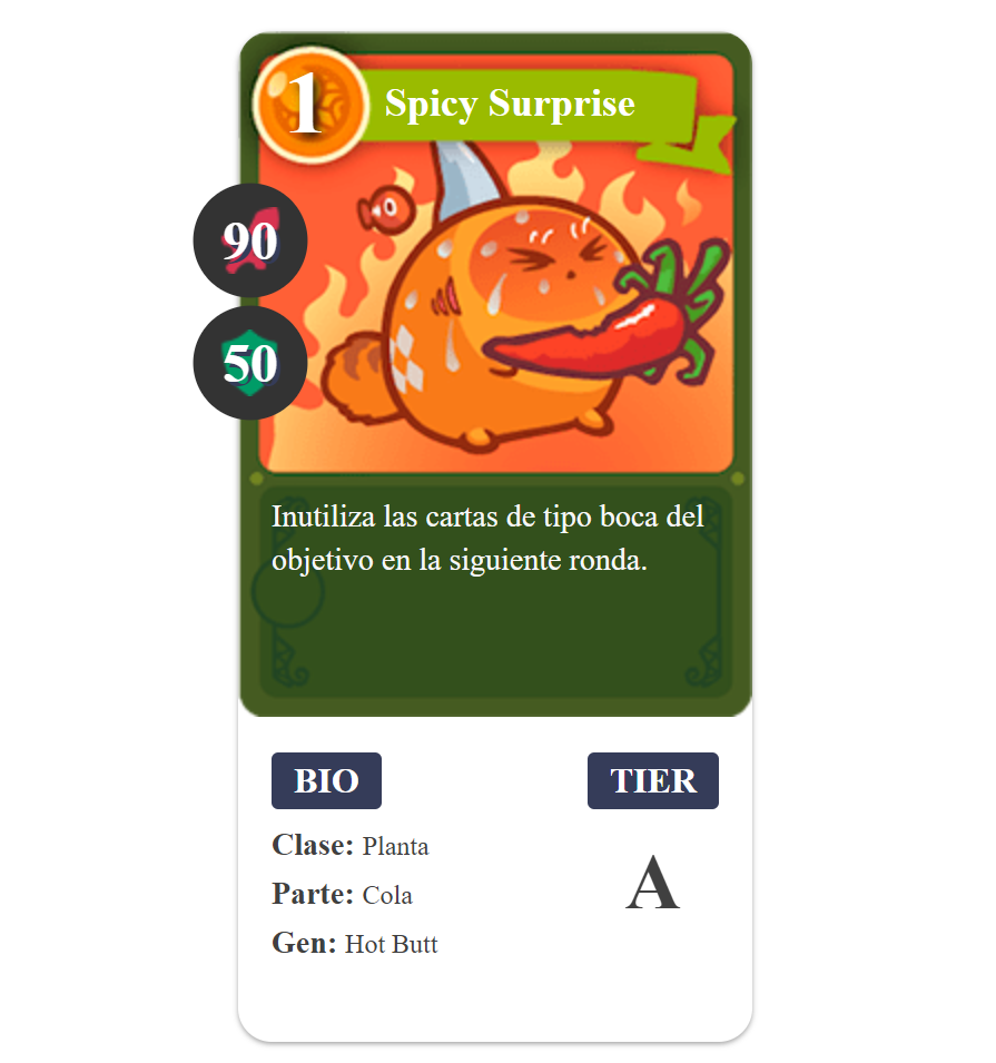 Carte Spicy Surprise Axie Infinity Plant Spicy Surprise