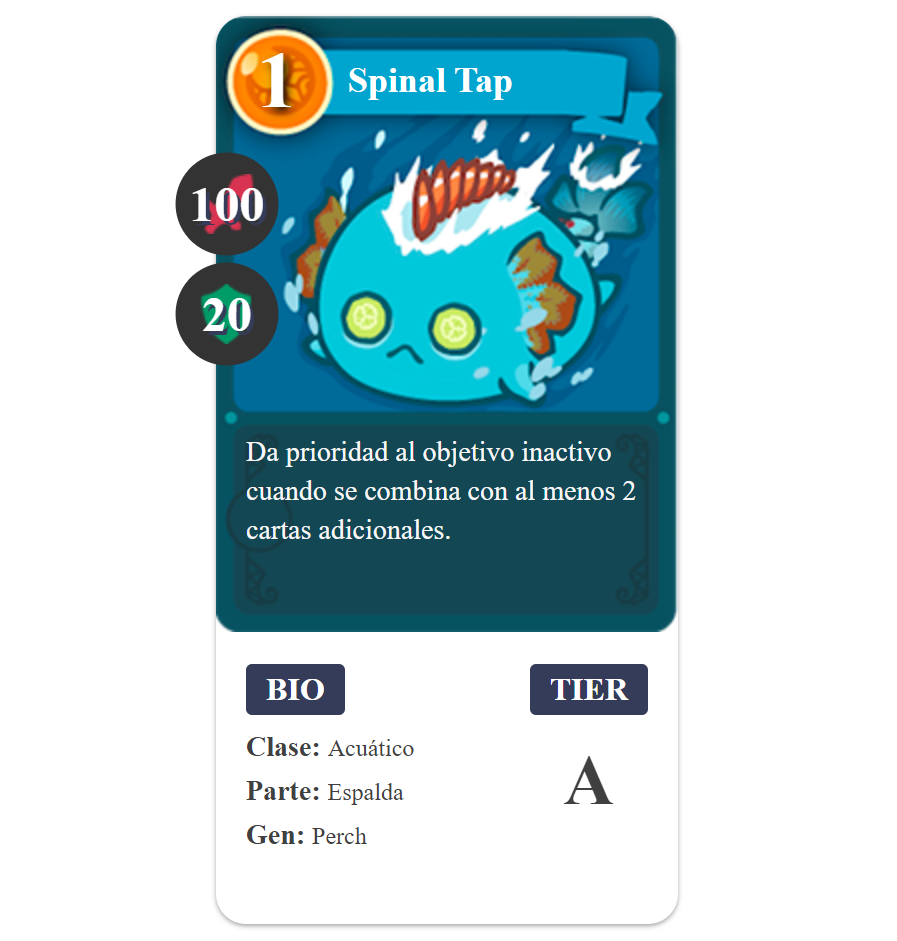 Axie Infinity Aquatic Spinal Tap Chart (en anglais)