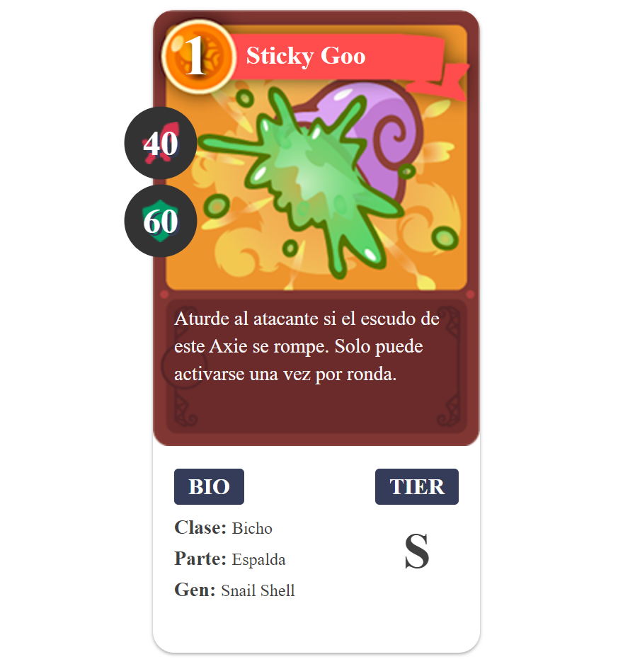 Carte d'insectes Axie Infinity Sticky Goo